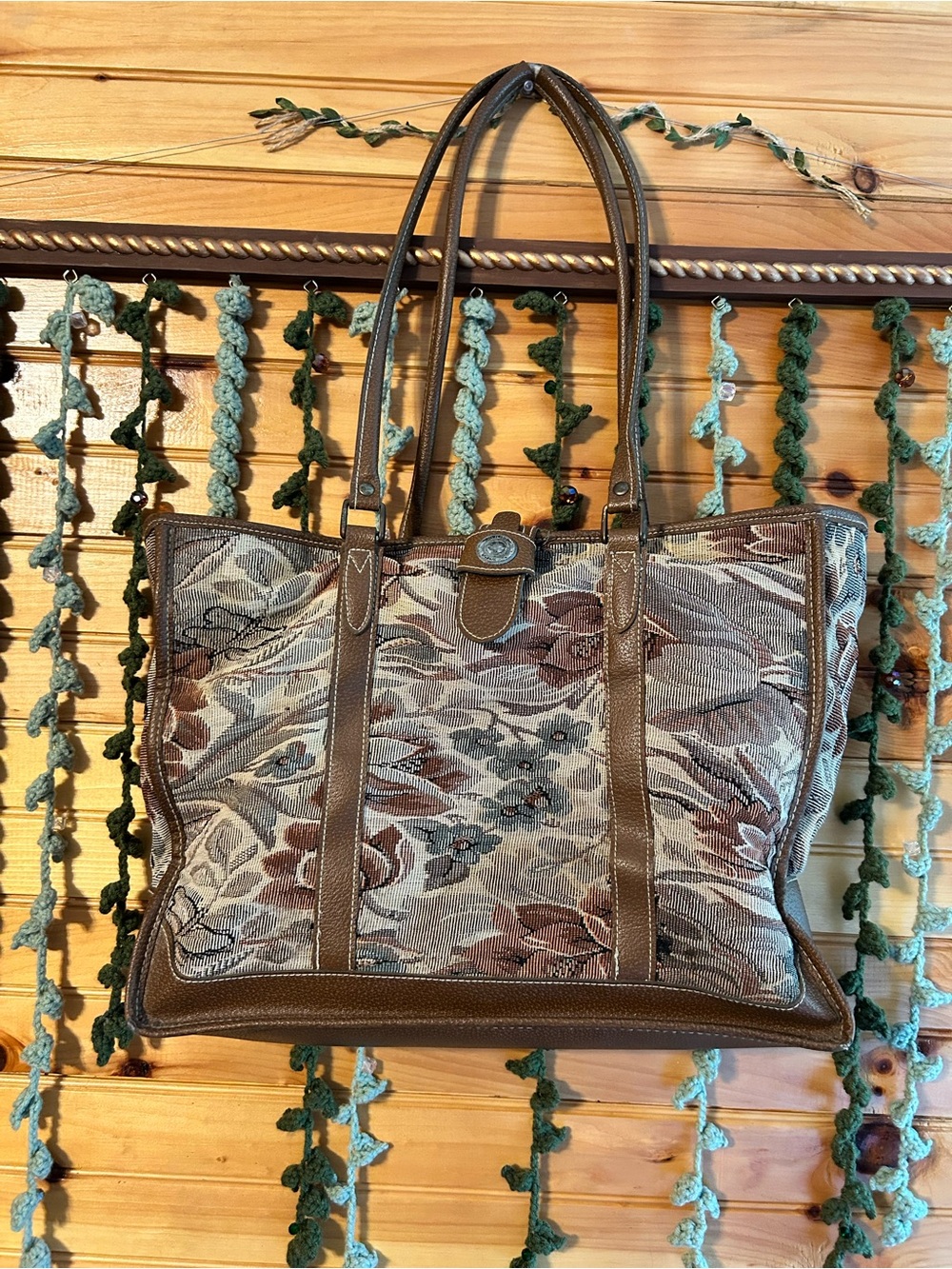 Capezio Brown Floral Tapestry Tote